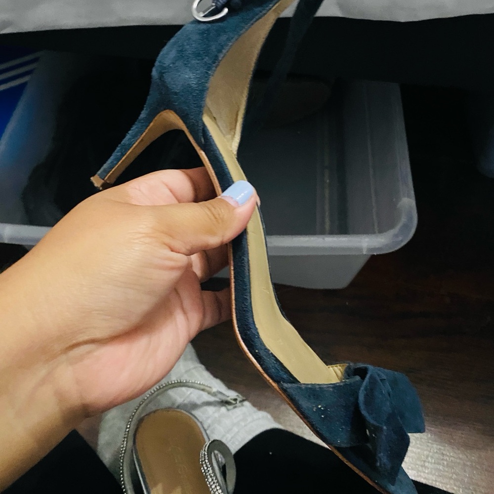 Ann Taylor Navy Suede Heels